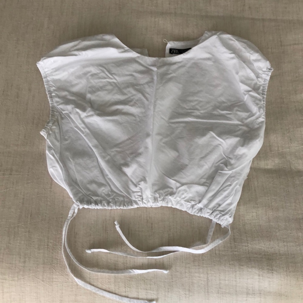 Zara white crop shirt